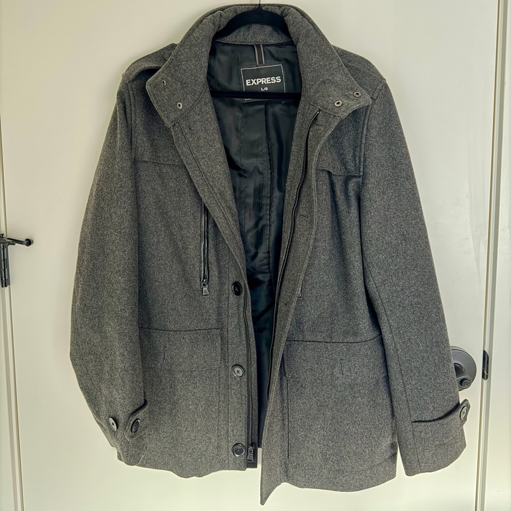Express Men's Charcoal Pea Coat